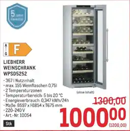 Metro Liebherr Weinschrank WPSD5252 Angebot