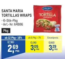 Metro Santa Maria Tortillas Wraps Angebot