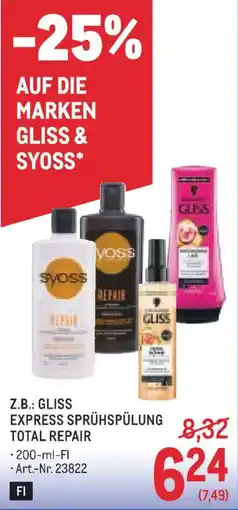 Metro Gliss Express Sprühspülung Total Repair Angebot