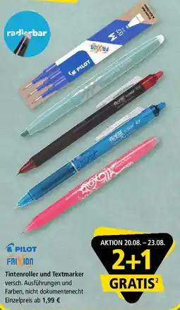 Pagro Diskont Pilot FriXion Tintenroller und Textmarker Angebot