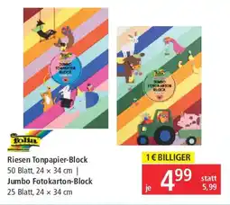 Pagro Diskont folia Riesen Tonpapier-Block Jumbo Fotokarton-Block Angebot