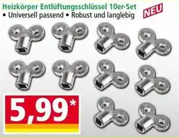Norma Heizkörper Entlüftungsschlüssel 10er-Set Angebot