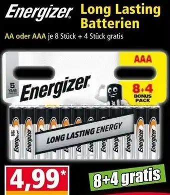 Norma Energizer Long Lasting Batterien Angebot