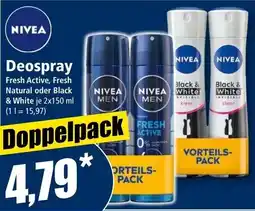 Norma NIVEA Deospray Fresh Active, Fresh Natural oder Black & White Angebot