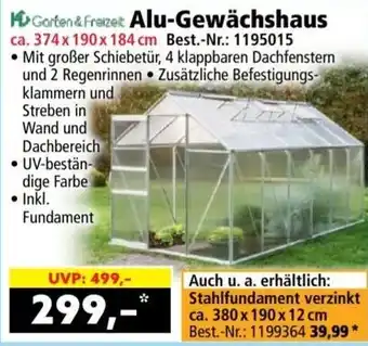 Garten & Freizeit Alu-Gewächshaus
