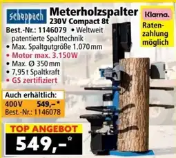 Norma scheppach Meterholzspalter 230V Compact 8t Angebot
