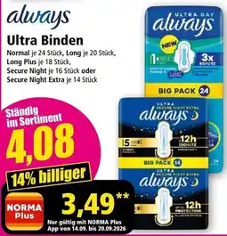 Norma Always Ultra Binden Angebot