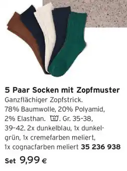 Tchibo Eduscho 5 Paar Socken mit Zopfmuster Angebot