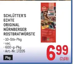 Metro SCHLÜTTER'S ECHTE ORIGINAL NÜRNBERGER ROSTBRATWÜRSTE Angebot