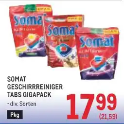 Metro SOMAT GESCHIRRREINIGER TABS GIGAPACK Angebot