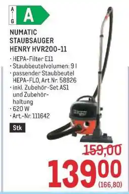 Metro NUMATIC Staubsauger Henry HVR200-11 Angebot