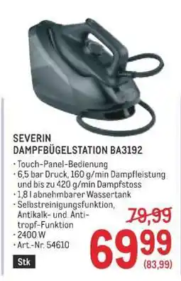 Metro SEVERIN DAMPFBÜGELSTATION BA3192 Angebot