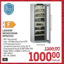 Metro LIEBHERR WEINSCHRANK WPSD5252 Angebot