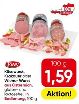Eurospar TANN Käsewurst, Krakauer oder Wiener Wurst Angebot
