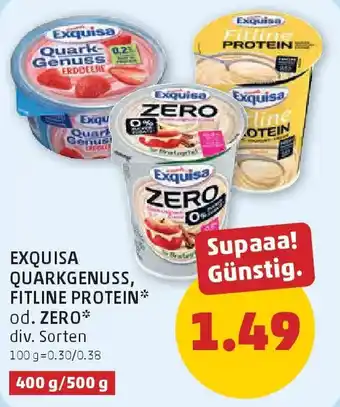 PENNY Exquisa Quarkgenuss, Fitline Protein* od. ZERO* Angebot