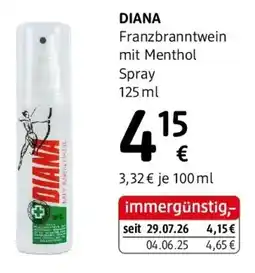 dm Diana Franzbranntwein mit Menthol Spray Angebot