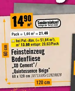 Hornbach Feinsteinzeug Bodenfliese "XO Cement" / "Quintessence Beige" Angebot