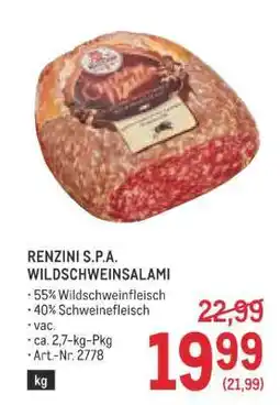 Metro RENZINI S.P.A. WILDSCHWEINSALAMI Angebot