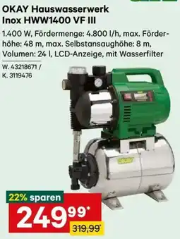 Lagerhaus OKAY Hauswasserwerk Inox HWW1400 VF III Angebot