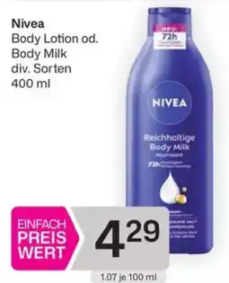 Bipa Nivea Body Milk Angebot