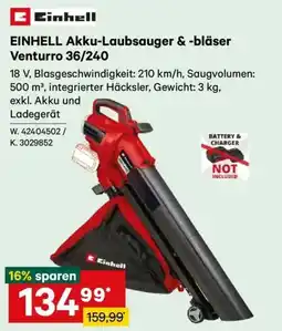 Lagerhaus Einhell Akku-Laubsauger & -bläser Venturro 36/240 Angebot