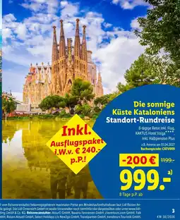 Lidl Reisen Die sonnige Küste Kataloniens Standort-Rundreise Angebot