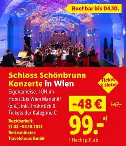 Lidl Reisen Schloss Schönbrunn Konzerte in Wien Angebot