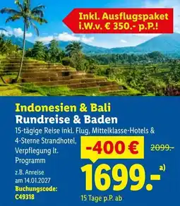 Lidl Reisen Indonesien & Bali Rundreise & Baden Angebot