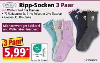 Ripp-Socken mit Wellenrand, für Damen