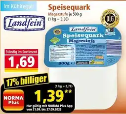 Norma Landfein Speisequark Magerstufe Angebot
