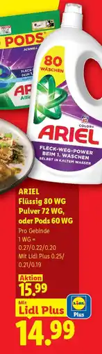Lidl Ariel Flüssig 80 WG Pulver 72 WG, oder Pods 60 WG Angebot