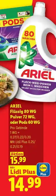 Ariel Flüssig 80 WG Pulver 72 WG, oder Pods 60 WG