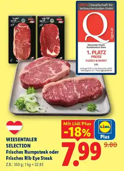 Lidl Wiesentaler Selection Frisches Rumpsteak oder Frisches Rib Eye Steak Angebot
