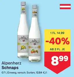 MPreis Alpenherz Schnaps Angebot