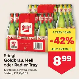 MPreis Stiegl Goldbräu, Hell oder Radler Tray Angebot