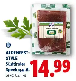 Lidl Alpenfest-Style Südtiroler Speck g.g.A. Angebot