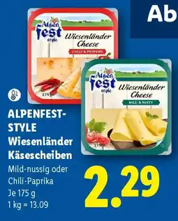 Lidl Alpenfest Style Wiesenländer Käsescheiben Angebot