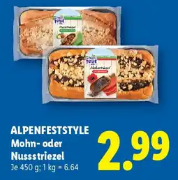 Lidl Alpenfeststyle Mohn- oder Nussstriezel Angebot