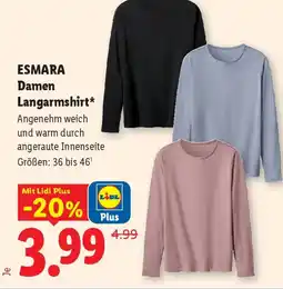 Lidl ESMARA Damen Langarmshirt Angebot