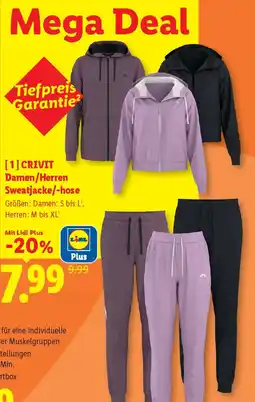 Lidl CRIVIT Damen/Herren Sweatjacke/-hose Angebot