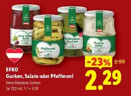 Lidl EFKO Gurken, Salate oder Pfefferoni Angebot