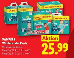 Lidl Pampers Windeln oder Pants Angebot