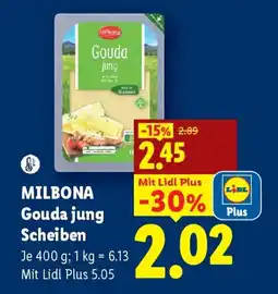 Lidl Milbona Gouda jung Scheiben Angebot