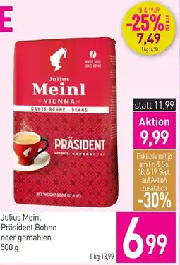 Sutterlüty Julius Meinl Präsident Bohne oder gemahlen Angebot