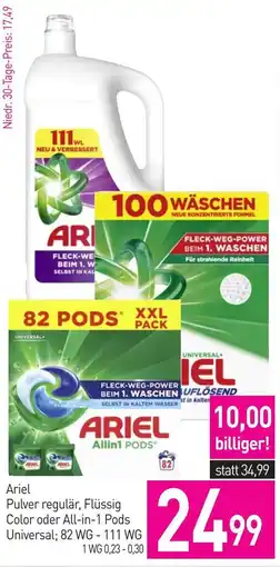 Sutterlüty Ariel Pulver regulär, Flüssig Color oder All-in-1 Pods Universal Angebot