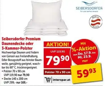 Seibersdorfer Premium Daunendecke oder 3-Kammer-Polster