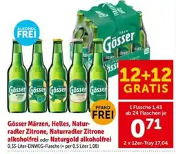 Interspar Gösser Märzen, Helles, Naturradler Zitrone, Naturradler Zitrone alkoholfrei oder Naturgold alkoholfrei Angebot