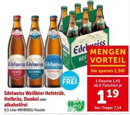 Interspar Edelweiss Weißbier Hefetrüb, Hofbräu, Dunkel oder alkoholfrei Angebot