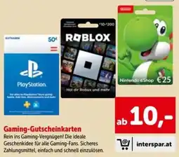 Interspar Gaming-Gutscheinkarten Angebot
