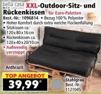 Bella casa XXL-Outdoor-Sitz- und Rückenkissen